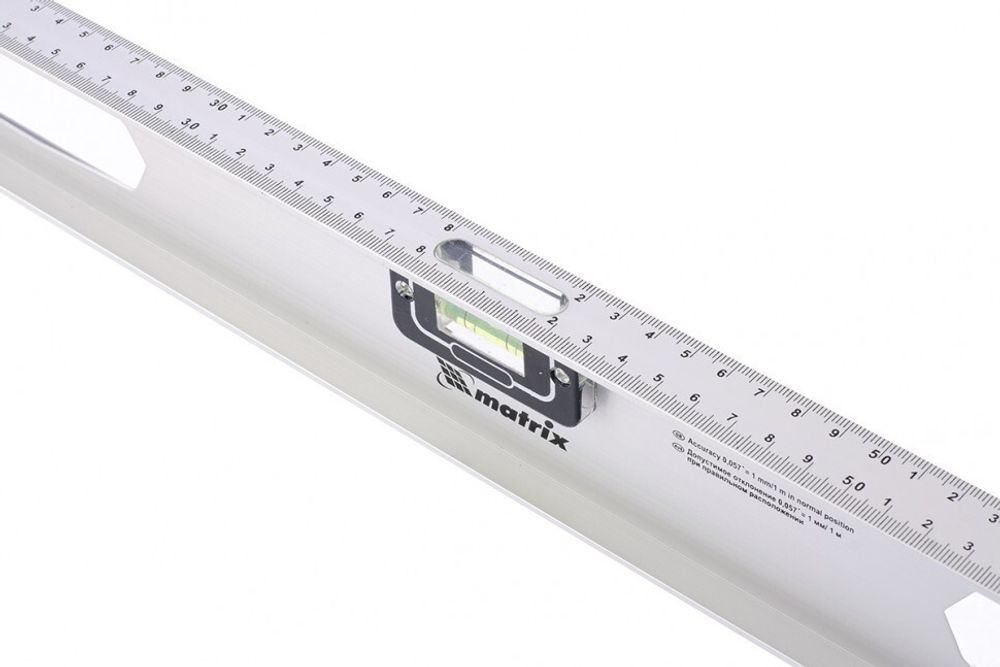 Уровень алюминиевый "Рельс", 800 мм, 3 глазка (1 поворотный) Matrix, 34026