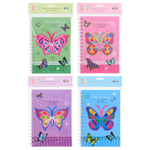 Блокнот детский Basir, формат А5, серия "Бабочка" с алмазной мозаикой, 21*14.5 см, 80 листов, ассорти