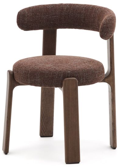 Granite Стул на 4 ножках из коричневого шенилла и массива ясеня в отделке орех Испания La Forma