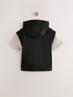 Жилет с капюшоном и футболка в комплекте для мальчика Next AJ8-074, Черный, Бежевый