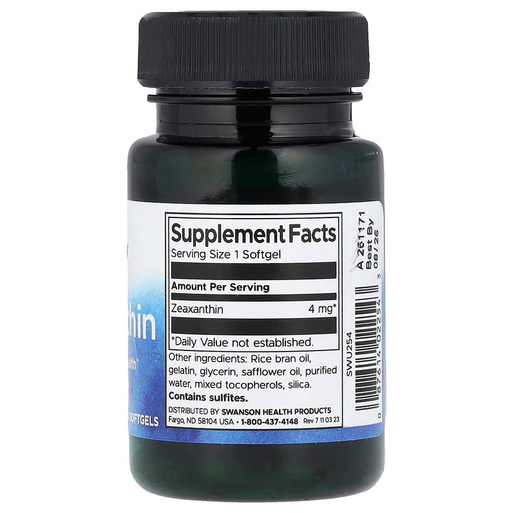 Swanson, Зеаксантин, 4 мг, 60 мягких таблеток