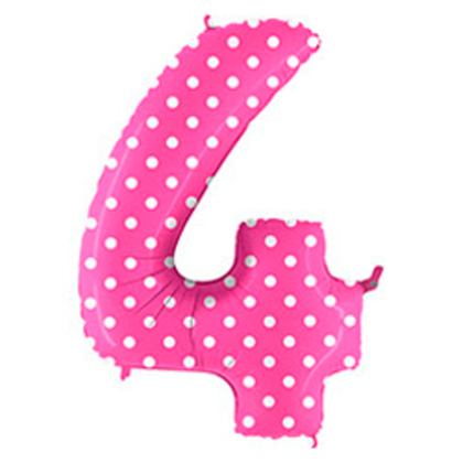 Цифра "4" горошек (розовый)