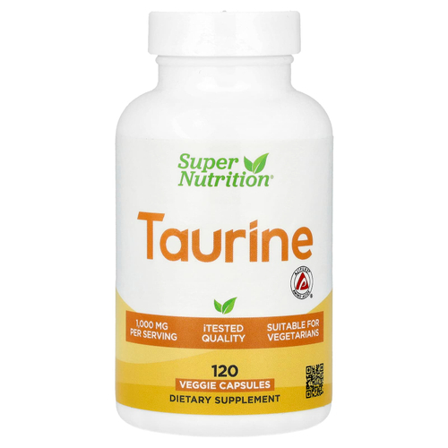 Super Nutrition, таурин, 120 растительных капсул (500 мг в 1 капсуле)