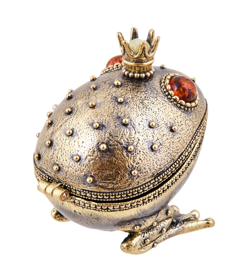 Народные промыслы AM-3781 Шкатулка «Лягушка Царевна» (латунь, янтарь)
