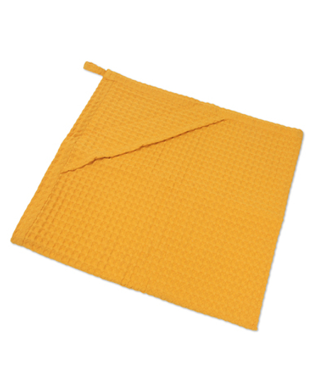 Вафельный плед-полотенце с уголком RinaAmari Горчица, 90*90