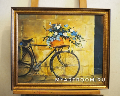 Картина Велосипед с цветами