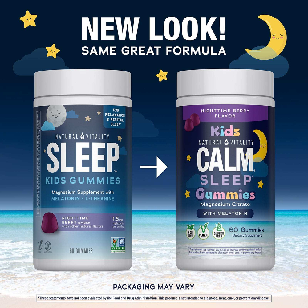 Natural Vitality, CALM®, детские жевательные мармеладки с мелатонином, ночные ягоды, 60 жевательных таблеток