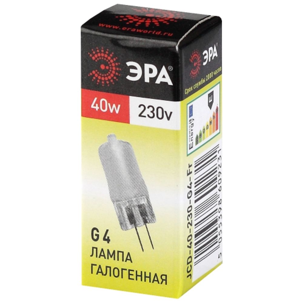 Лампа галогенная ЭРА JCD-40W-230V-G4-FR 40Вт капсула матовая теплый белый свет G4 | Лампы галогенные Капсульные (G4, G9)