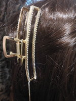 Заколка. Краб для волос со стразами и подвесками. Прямоугольная.