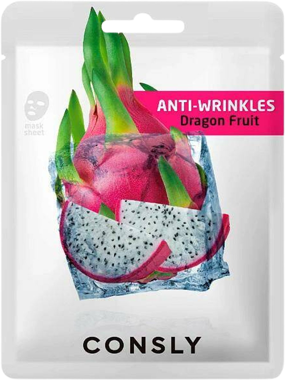 Consly Маска тканевая антивозрастная с экстрактом драгонфрута - Dragon fruit mask pack, 20мл
