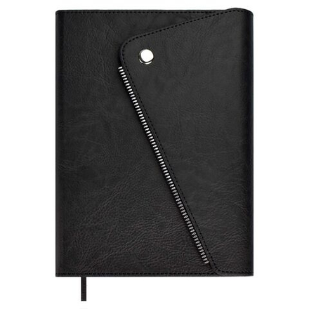 Ежедневник недат. А5 160л., кож.зам., тв.пер. "Шеврет делавэ черный" блинт.тисн. ляссе