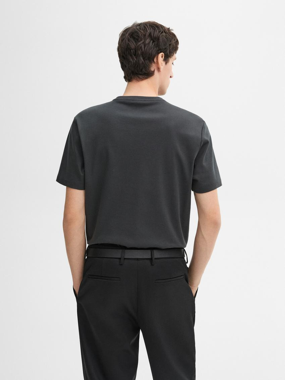 Massimo Dutti Футболка с круглым вырезом, свинцовый