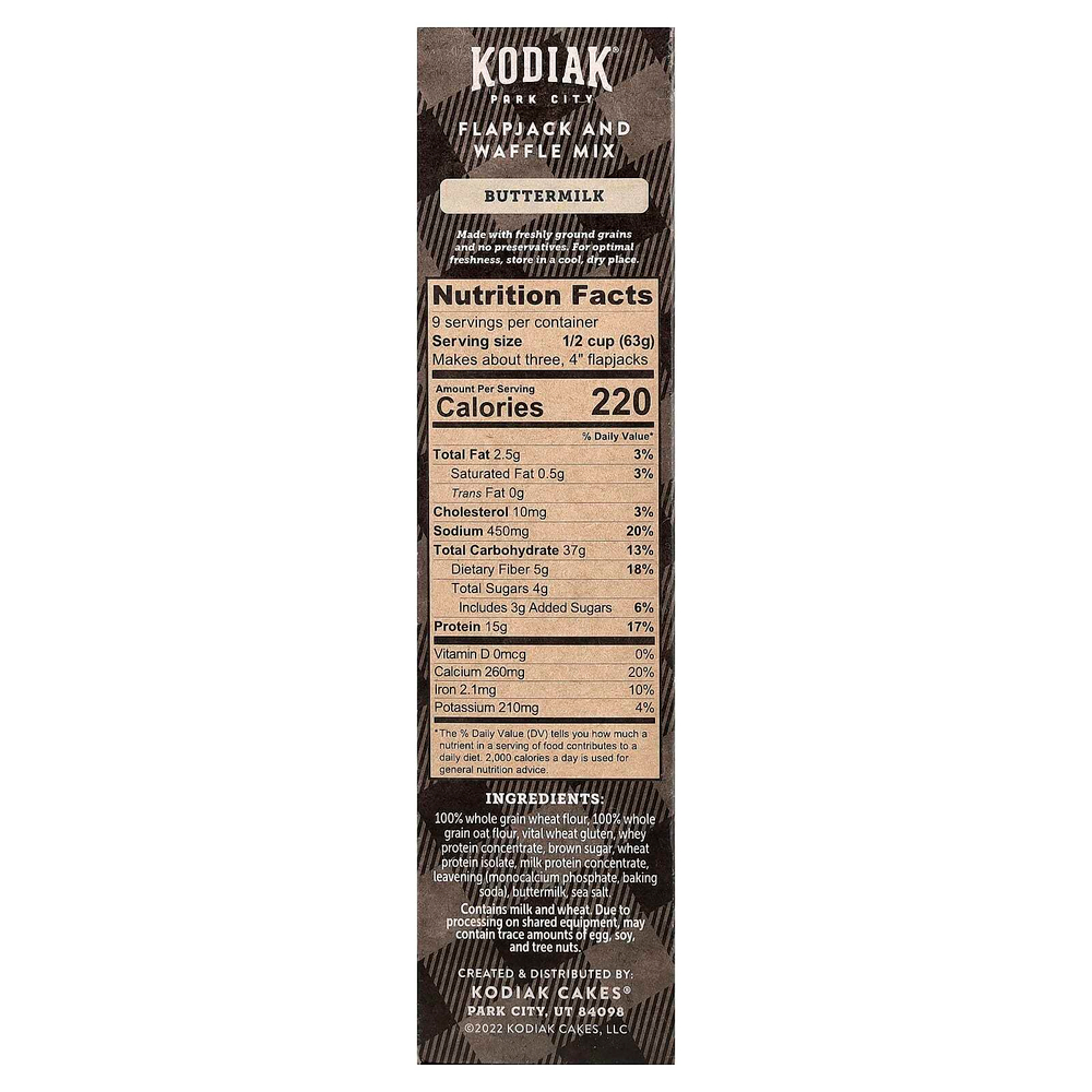 Kodiak Cakes, Power Cakes®, смесь для лепешек и вафель, пахта, 567 г (20 унций)