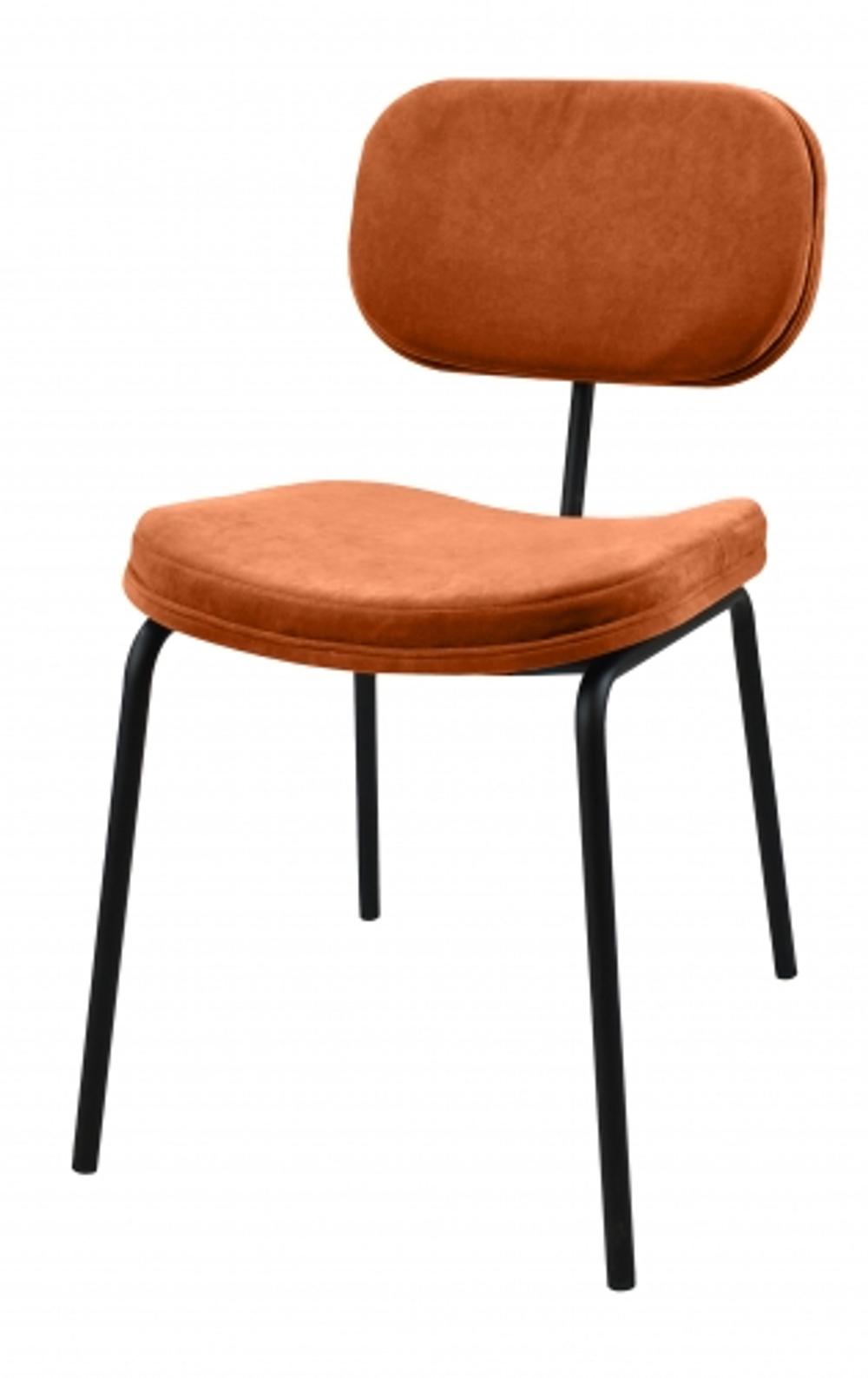Стул Осло основание металл чёрный муар, сидение и спинка ткань велюр оранжевый
