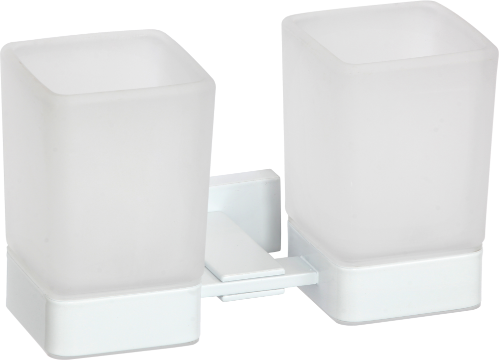 88080-F Стакан двойной стекло "настенный" (БЕЛЫЙ) GANZER (20/1шт)