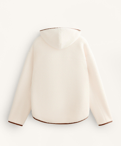 Oysho Куртка из искусственной овчины с капюшоном, экрю