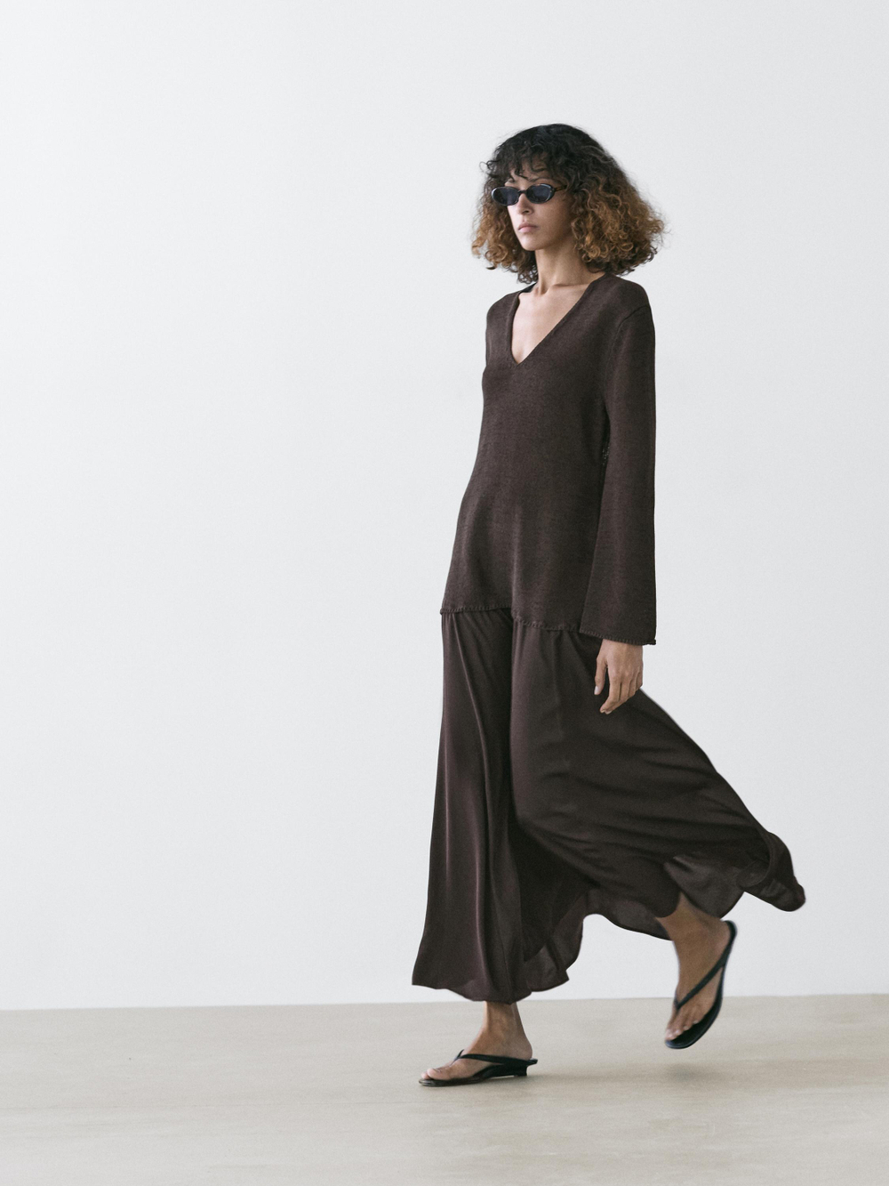Massimo Dutti Платье из хлопкового трикотажа, золотисто-коричневый