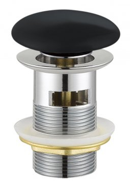 Донный клапан Cezares с системой Клик-клак с переливом с чёрной крышкой CZR-SAT7-NERO