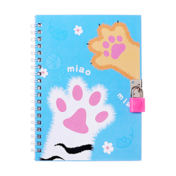 Записная книжка подарочная, 45 листов, линия, на замке, на гребне, Лапки (17,8х13см)   10549453