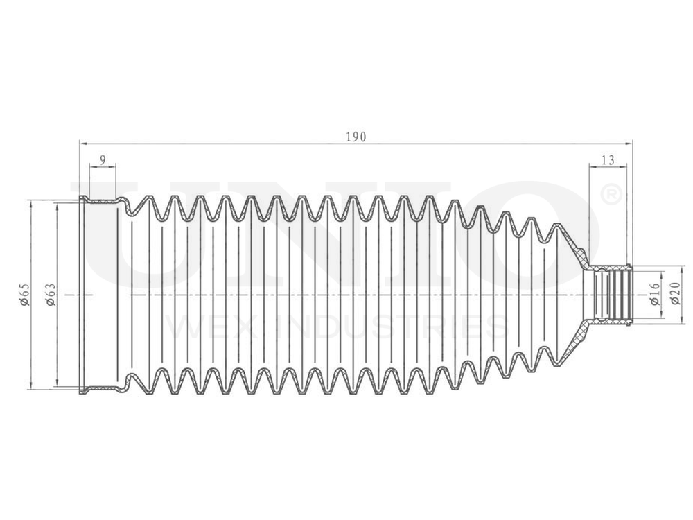 Пыльник рулевой рейки UNIO DUC-20009