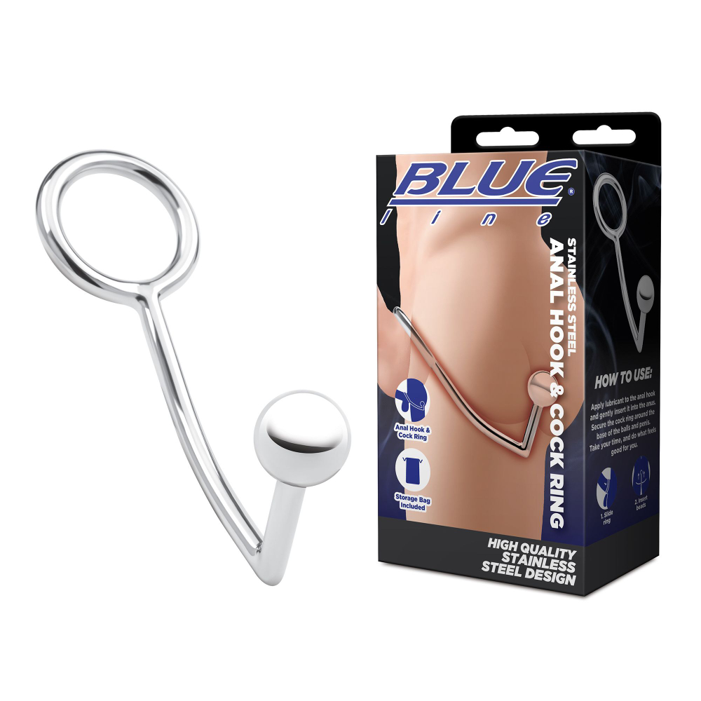 Кольцо на пенис с анальным стимулятором Stainless Steel Anal Hook   Cock Ring