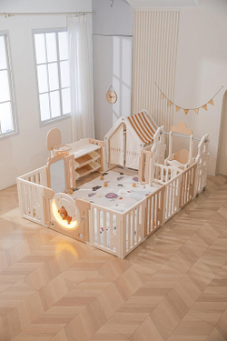 Манеж UNIX Kids DeLuxe House&Storage Camel, 150 x 180 см с игровыми аксессуарами