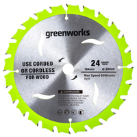 Диск пильный  по дереву для циркулярной пилы Greenworks, Арт. 2943407, 184x20 мм, 24T