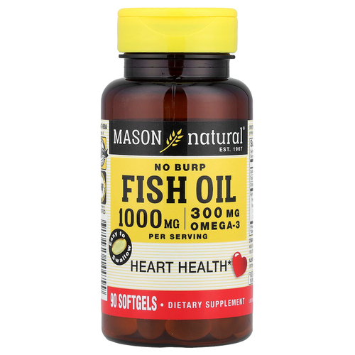 Mason Natural, рыбий жир без отрыжки, 90 капсул (500 мг в 1 капсуле)