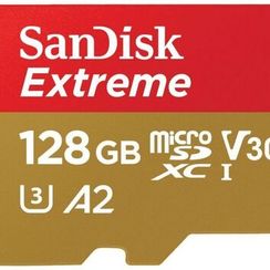 Карта памяти SanDisk Extreme microSDXC 128GB + SD Adapter 160МB/s, Class 10 UHS-I U3 (SDSQXA1-128G-GN6MA)