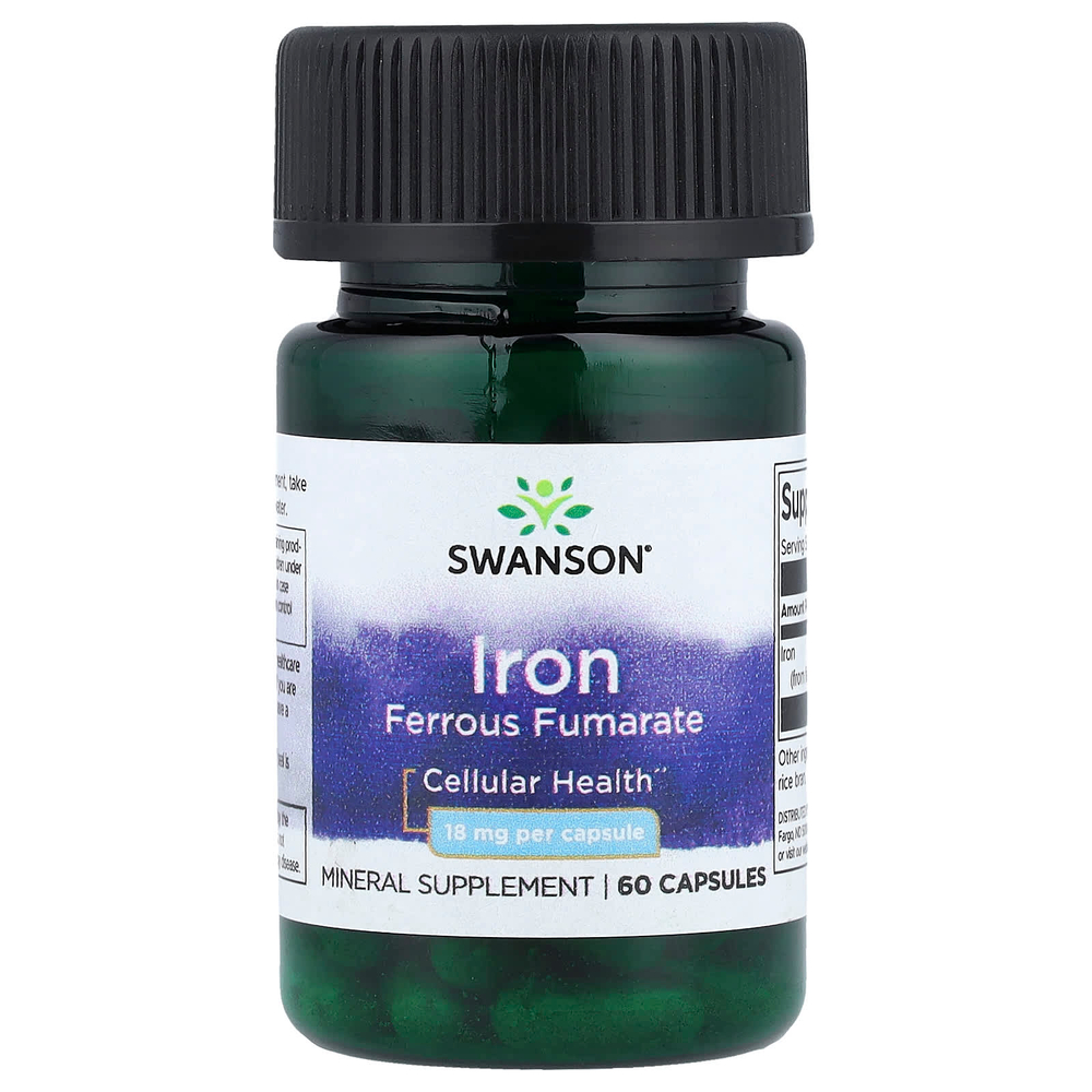 Swanson Vitamins, Железа и железа фумарат, 18 мг, 60 капсул
