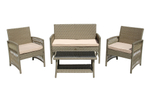 Набор мебели Garden Story Лондон 1 уп. (стол+2кресла+диван ротанг серо-бежевый, подушки бежевые)