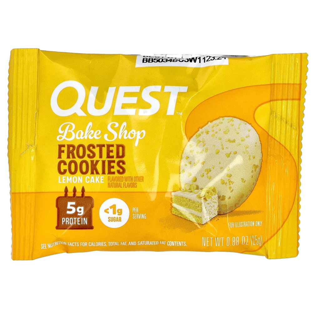 Quest Nutrition, Bake Shop, глазированное печенье, лимонный торт, 8 шт. по 25 г (0,88 унции)