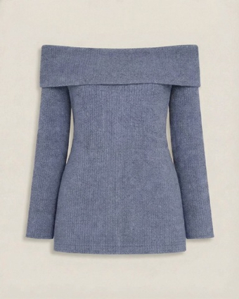 Anna джемпер с отворотом в голубом