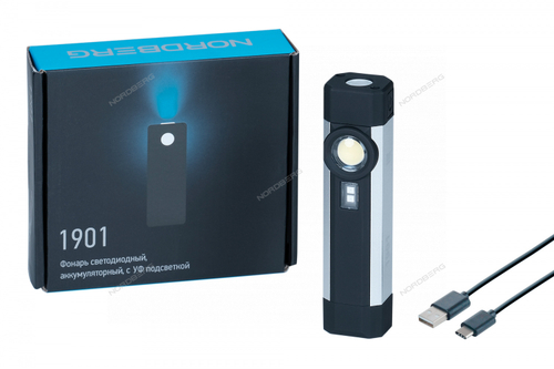 NORDBERG ЛАМПА светодиодная 1+1 с УФ подсветкой,аккумуляторная,3,8В