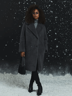 Шуба женская чебурашка тедди экомех, графитовая, SilverFox (арт. 1188-101)