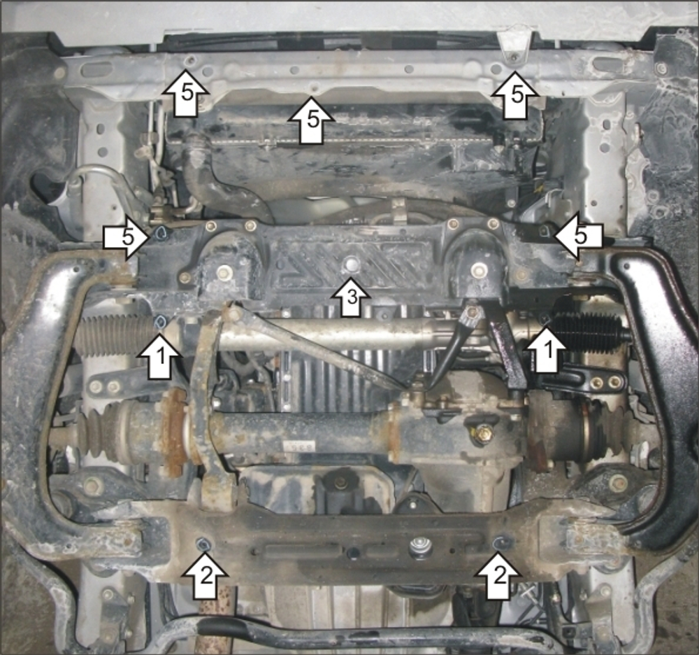 Защита стальная 3 мм Р;Д;ПДф; Toyota Hiace; 4WD; V=2,5TD 2004&gt; MOTODOR.12515