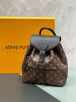 Montsouris PM Louis Vuitton Premium is an elegant new backpack made of monogrammed canvas and cowhide. It closes with an archival Louis Vuitton buckle and leather ties.