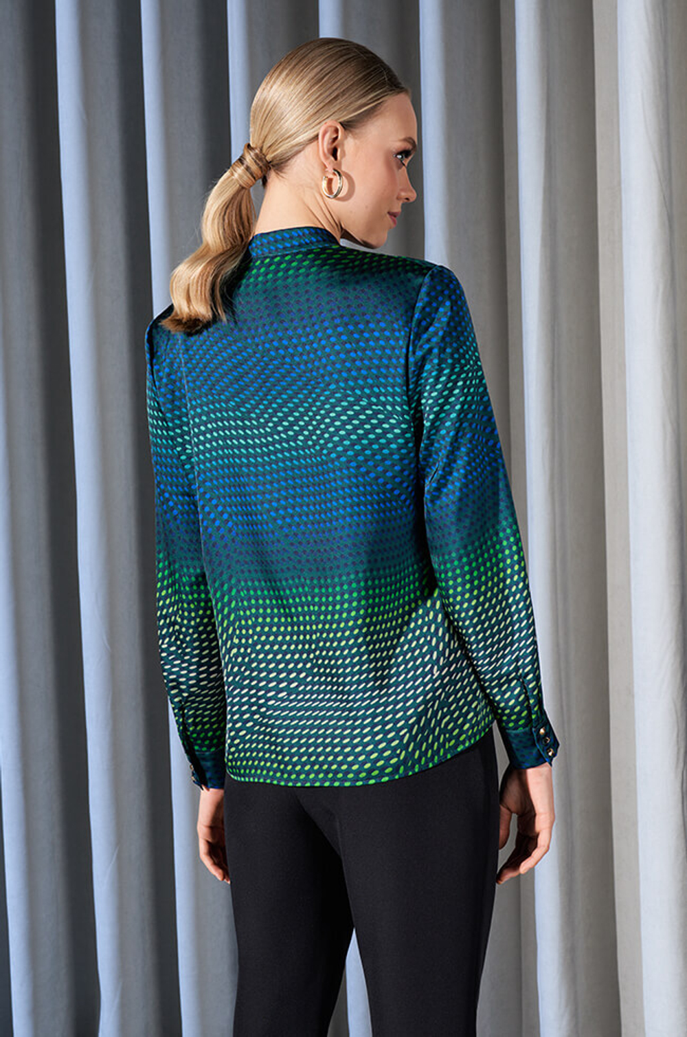 22909 Блузка женская (сине-зеленый принт)