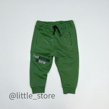 Брючки из футера(тонкого), Темно-зеленые