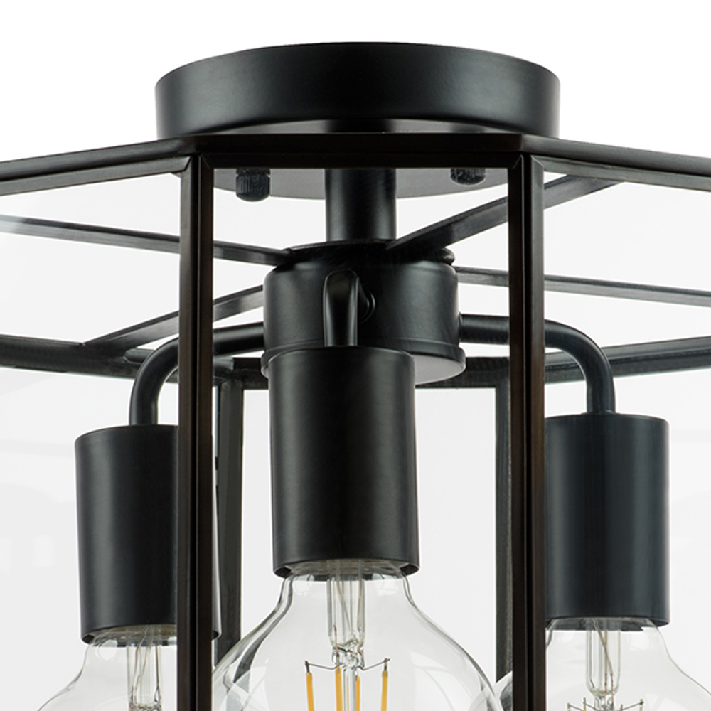 798237 Люстра GENNI 3х40W E27 ЧЕРНЫЙ МАТОВЫЙ/ПРОЗРАЧНЫЙ