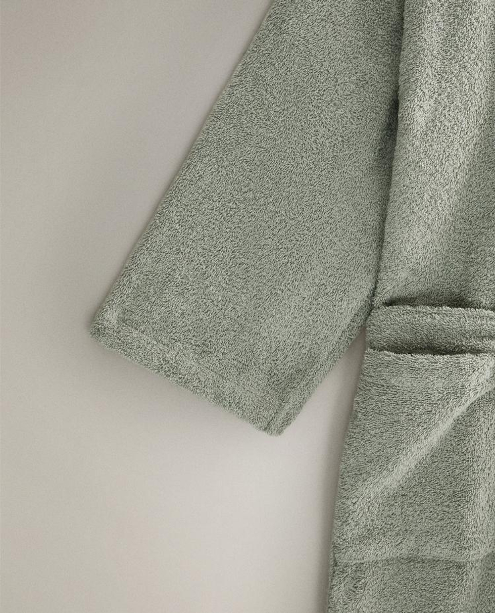 ZARA HOME ХЛОПКОВЫЙ ХАЛАТ, СВЕТЛО-ЗЕЛЕНЫЙ