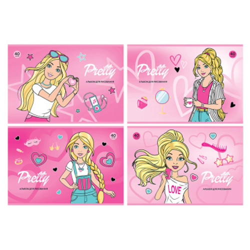 Альбом для рисования 40л., А4, на скрепке BG "Pretty Girls"