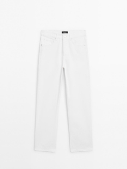 Massimo Dutti Джинсы прямого кроя со средней посадкой, Натуральный, кремовый