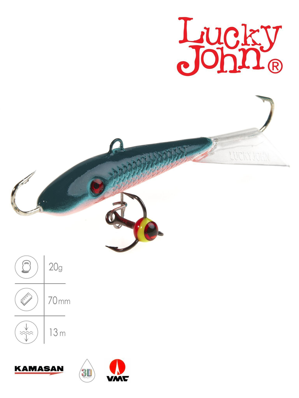 Балансир Lucky John FIN 3 с тройником 40мм/20 блистер