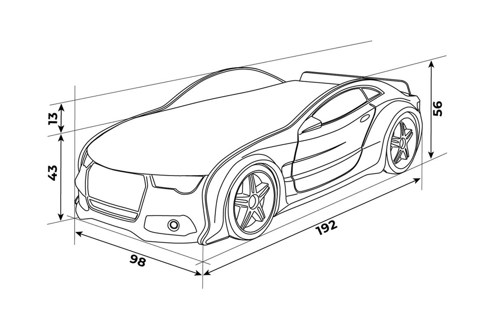 Объемная (3d) кровать-машина NEO AUDI белая