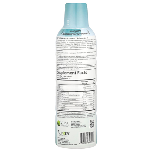 Aurora Nutrascience, Мега-липосомальный комплекс B +, органические фрукты, 480 мл (16 жидких унций)
