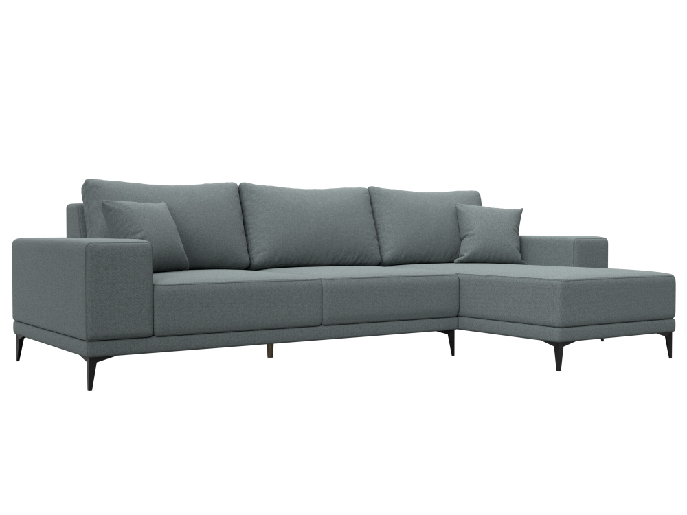 Диван угловой Льюес правый, Амур 07 серый, Рогожка, 124724