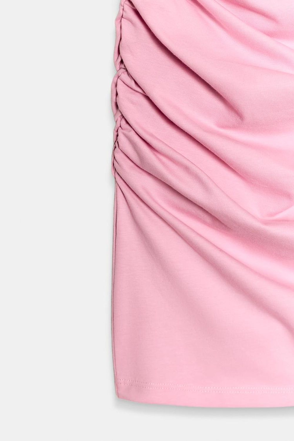 ZARA КОРОТКОЕ ПЛАТЬЕ СО СБОРКАМИ, ПАСТЕЛЬНО-РОЗОВЫЙ