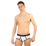 Набор из 3 белых трусов-брифов с чёрной резинкой (Размер: XXXL) (Цвет: белый)