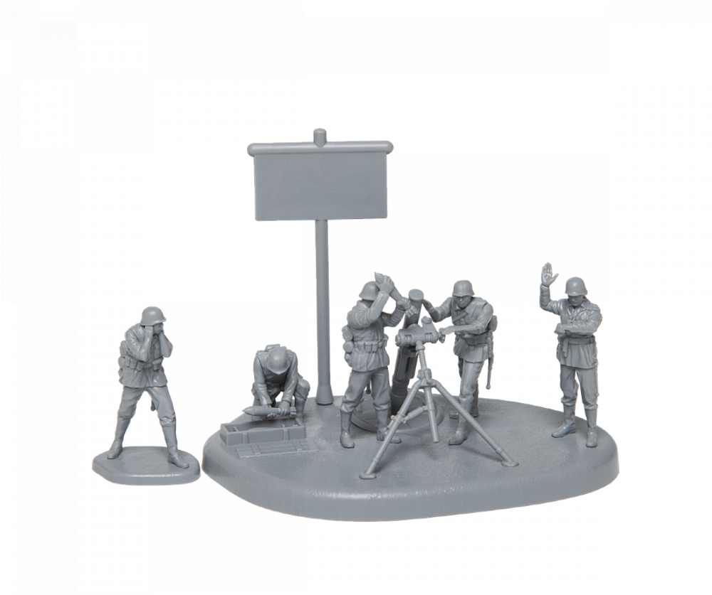 Немецкий 120-мм миномет с расчетом